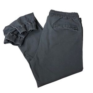 Volcom True To This Cotton Blend Drawstring Elastic Waist Gray Chino Joggers L